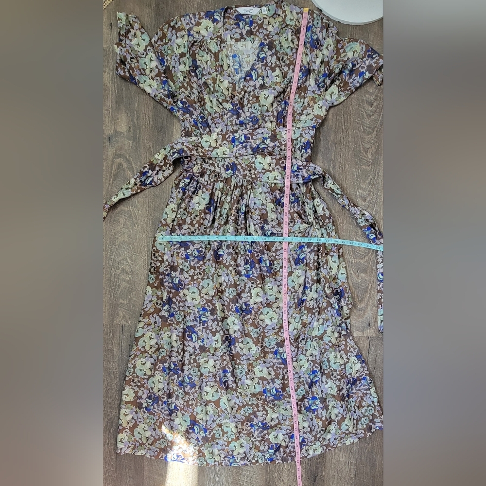 & Other Stories Relaxed Wrap Maxi Dress Womens 6 Brown & Multi Floral Silk Blend - Picture 14 of 16